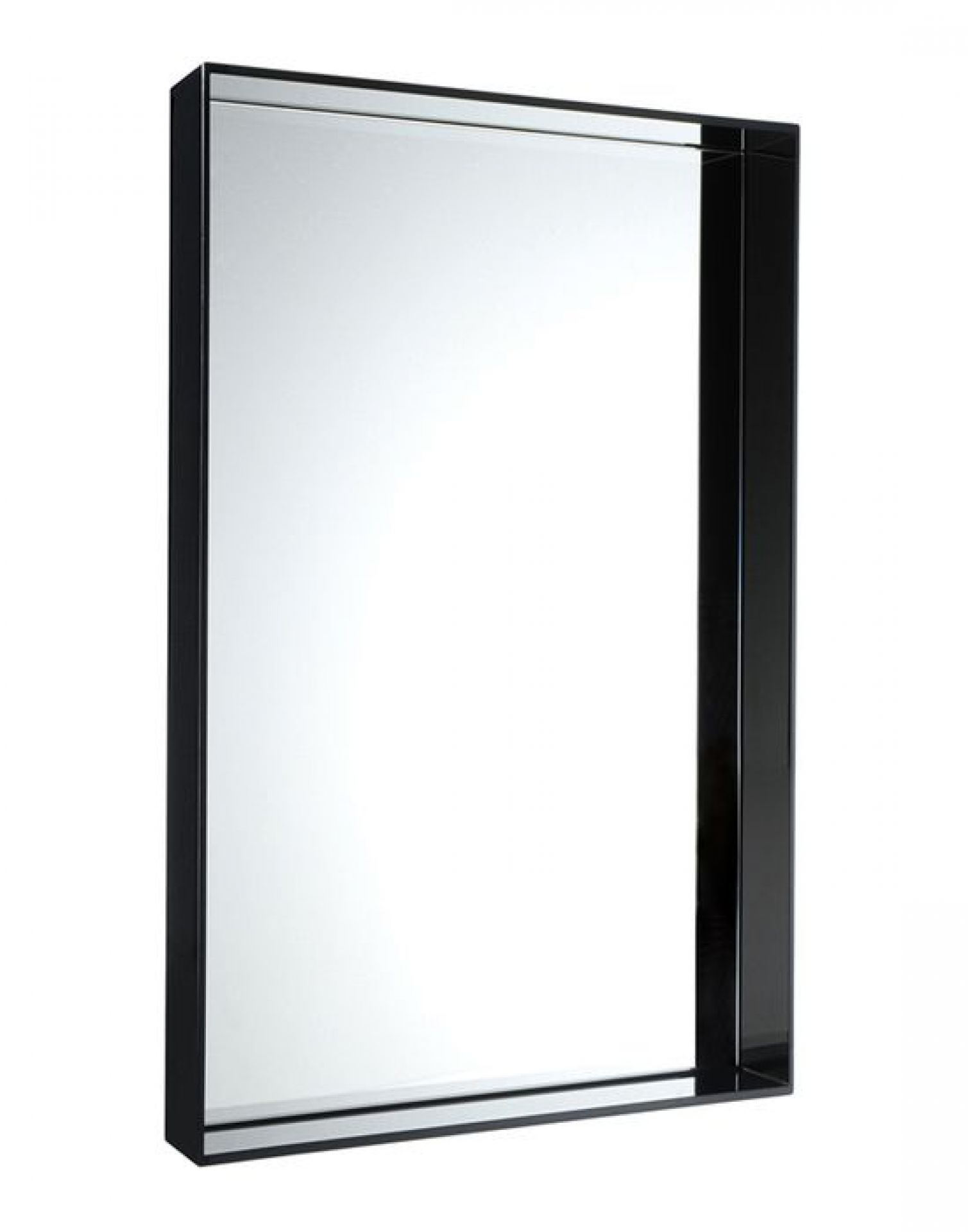 Großer, rechteckiger Spiegel "Only Me" von Kartell mit schwarzem Rahmen für Wand oder Flur.