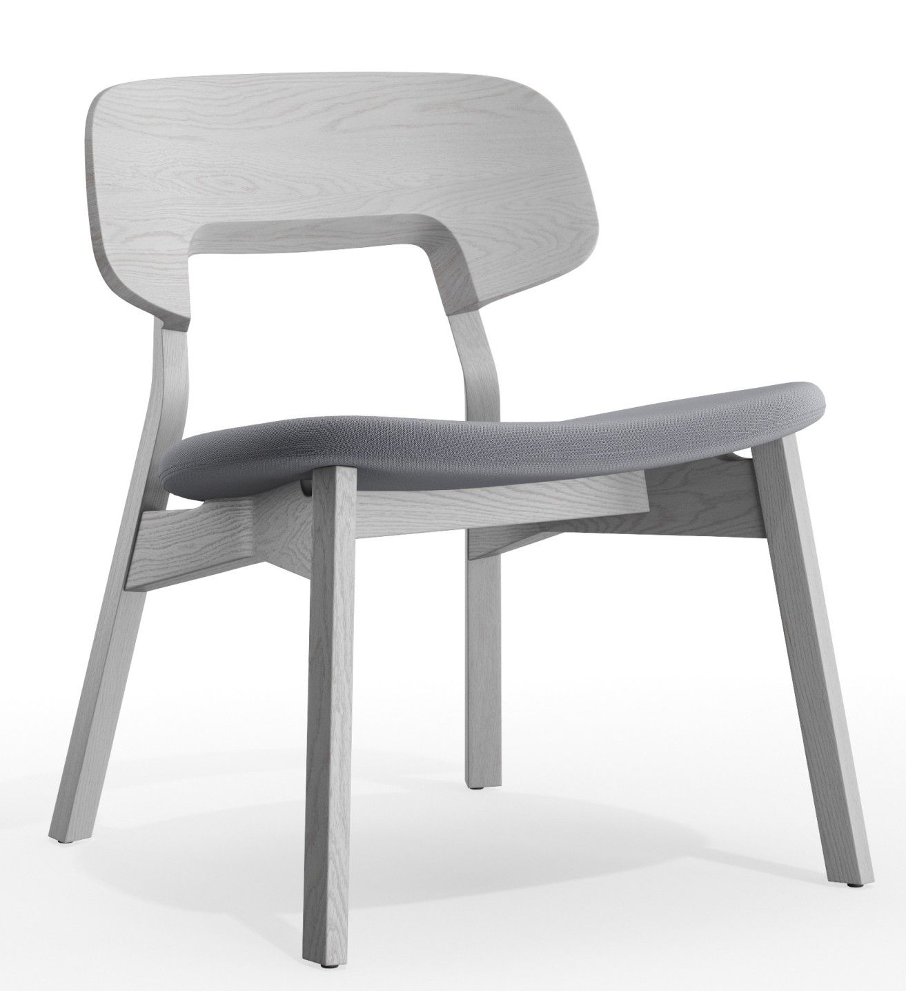 Nonoto Lounge Chair Cocktailsessel mit grauem Sitzpolster und hellem Holzgestell, moderne Sitzgelegenheit für Wohnzimmer.