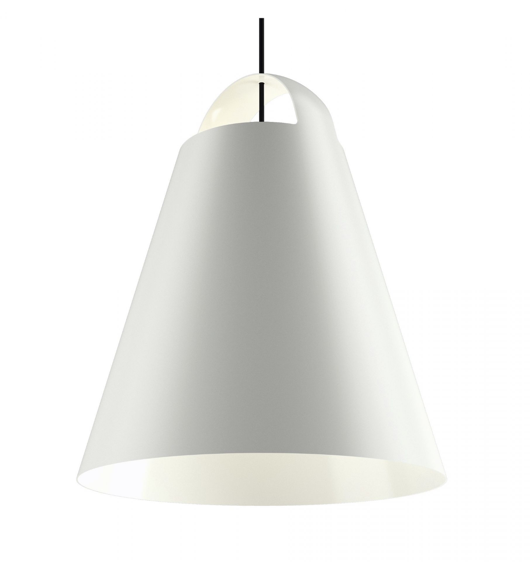 Weiße Above Pendelleuchte von Louis Poulsen, Kegelform, modernes Design für Wohnzimmer und Esszimmer.