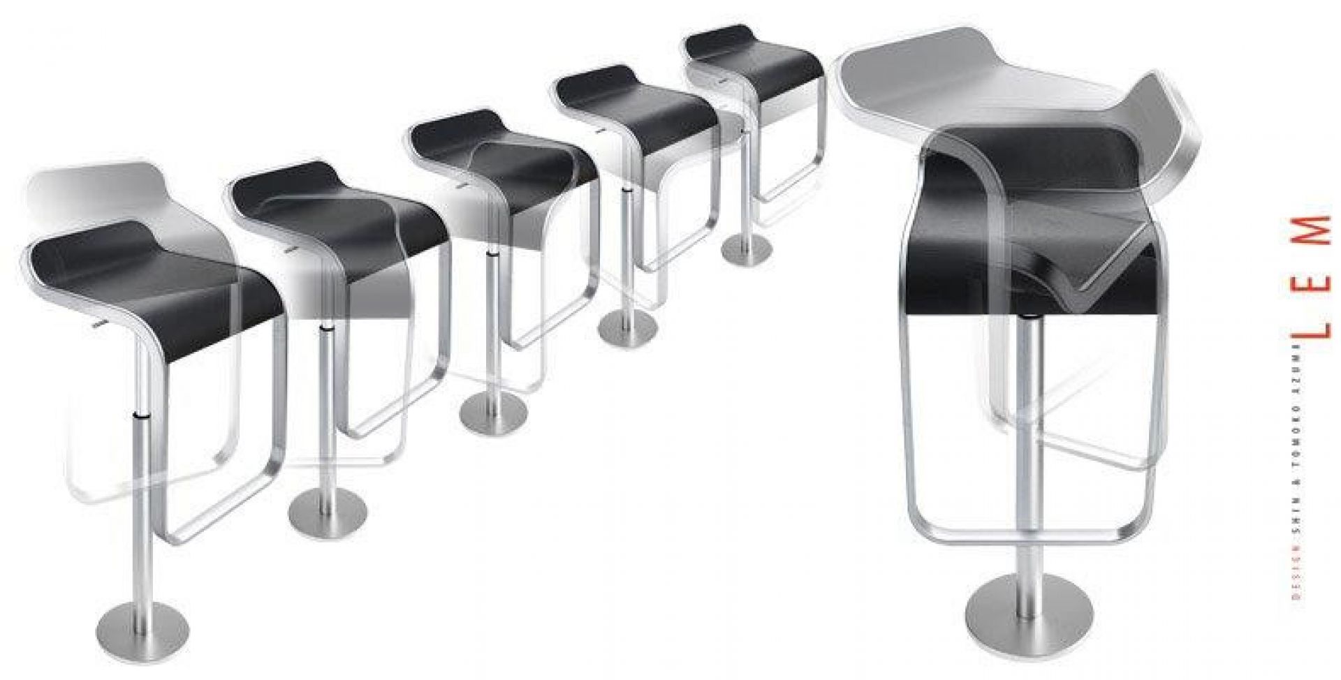 LEM Barhocker mit matt verchromtem Gestell und schwarzer Sitzfläche, modernes Design für Küche und Bar.