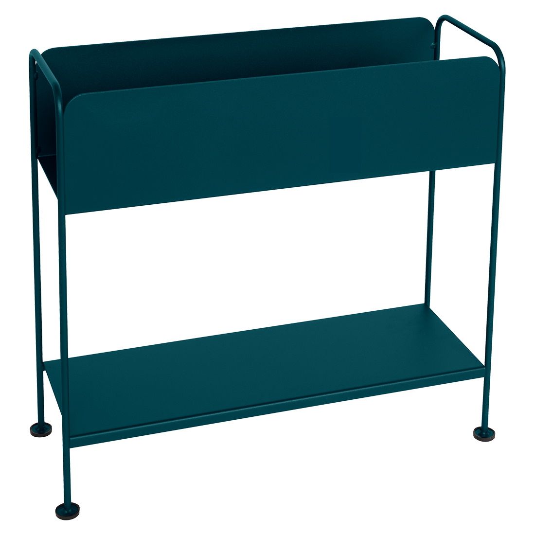 Blauer Picolino Blumentopf von Fermob für den Außenbereich, modernes Design mit zwei Ebenen.