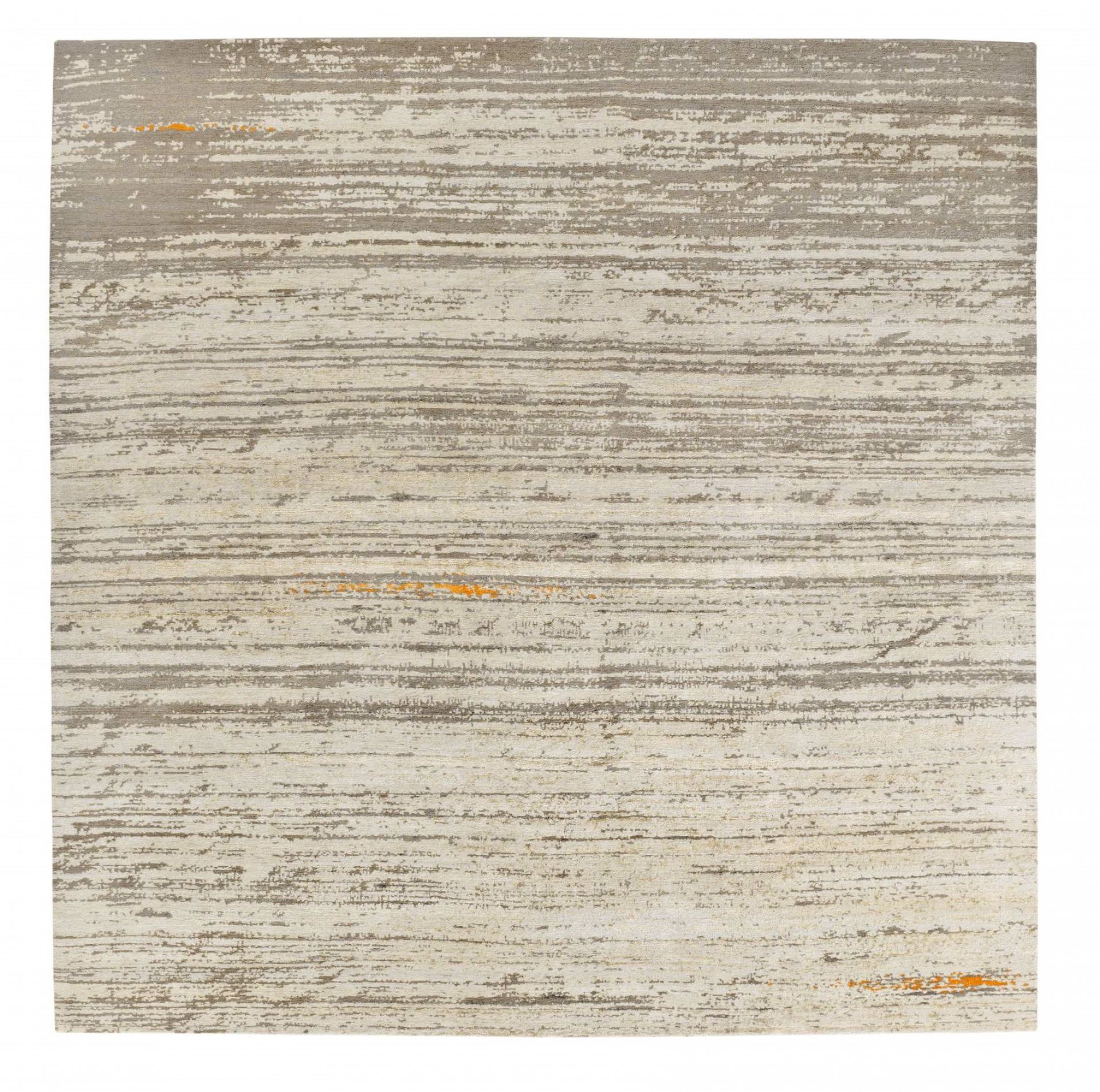 Legends of Carpets Teppich: Moderner Wollteppich in Beige und Grau mit abstraktem Streifenmuster.