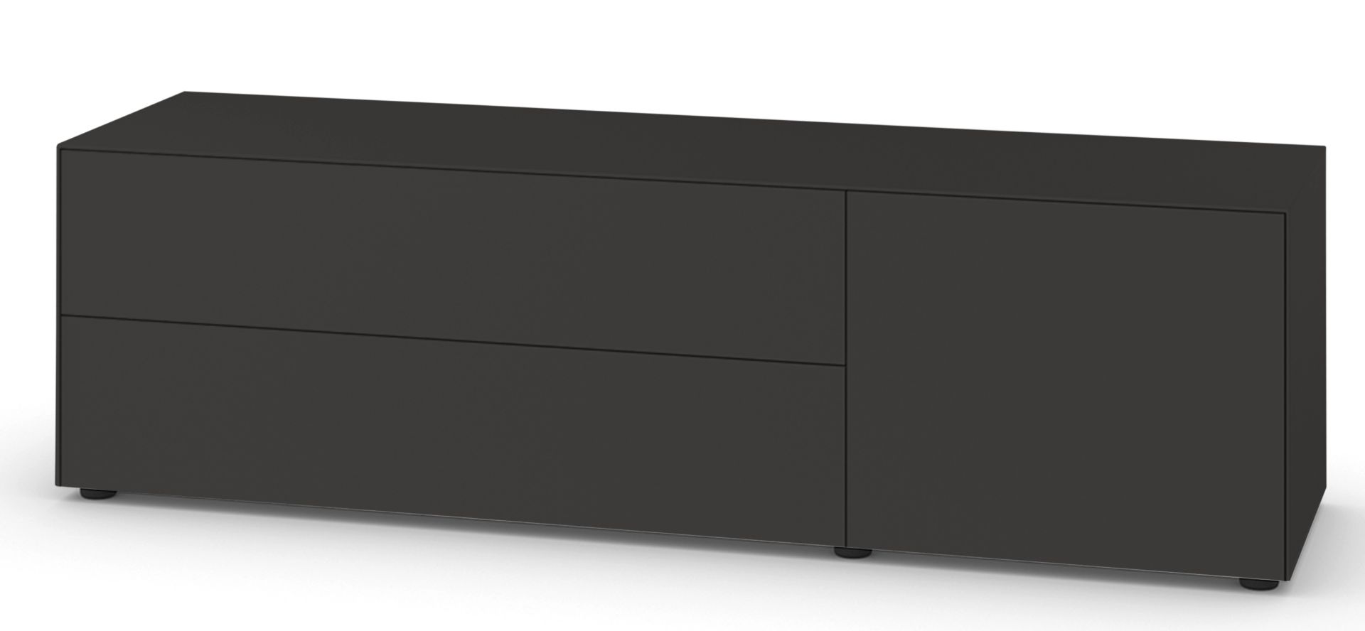 Nex Pur Box Lowboard von Piure in Anthrazit mit Tür, Schublade und minimalistischem Design.