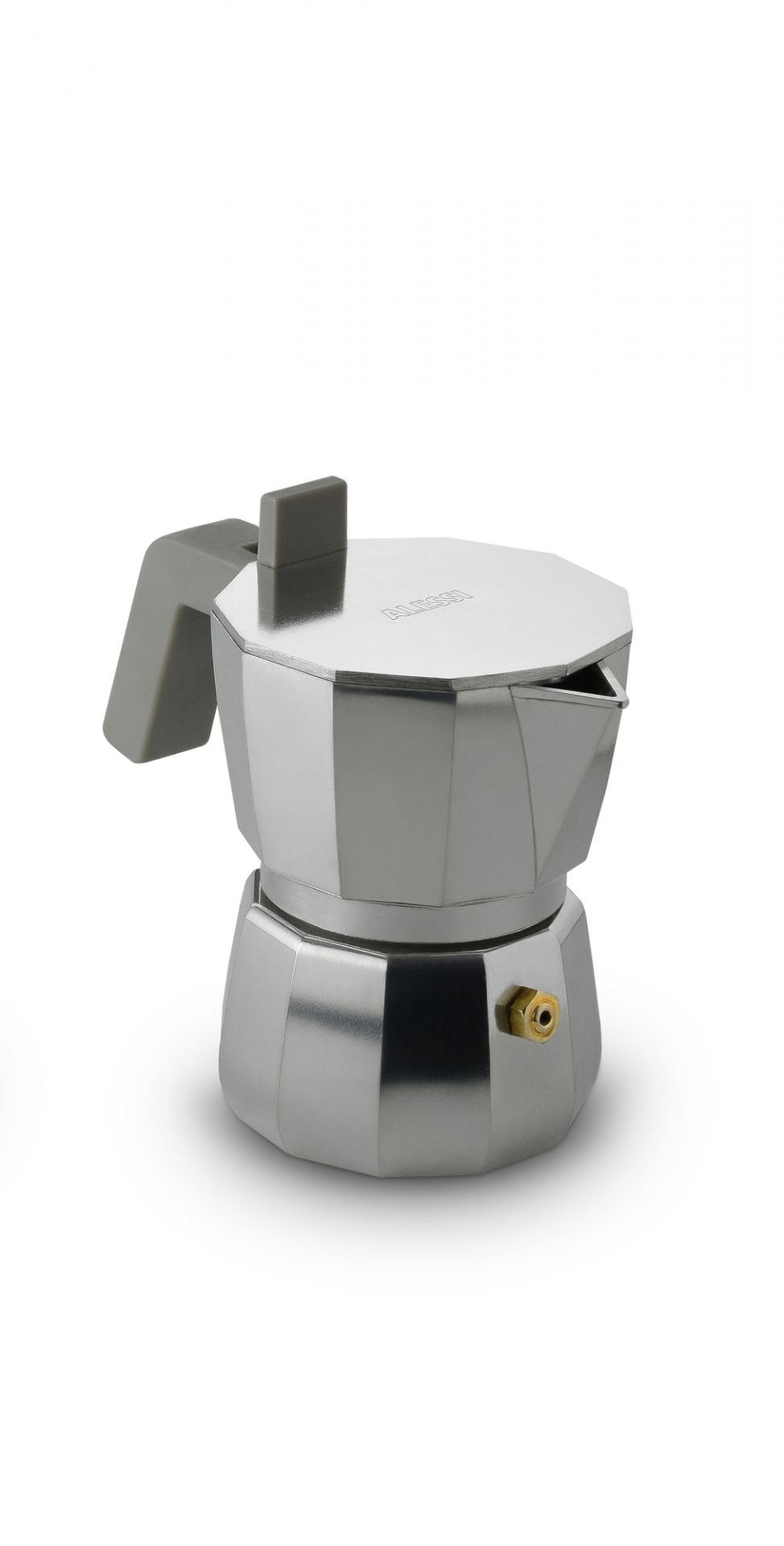 Silberner Alessi Moka Espressokocher für 6 Tassen, ideal für aromatischen, italienischen Kaffee.