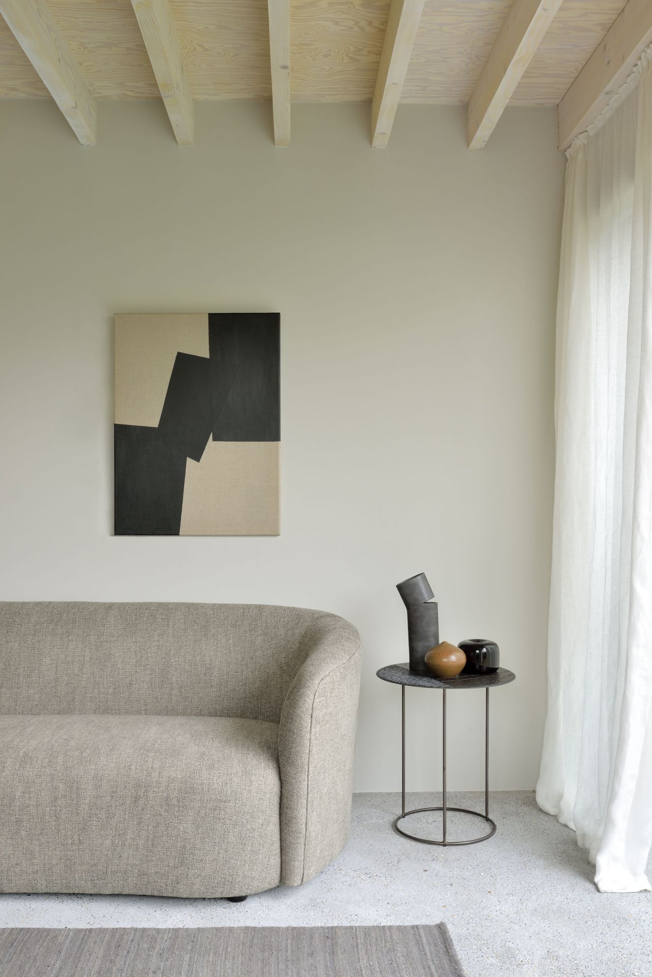 Ellipse driezitsbank Ethnicraft havermoutkleur