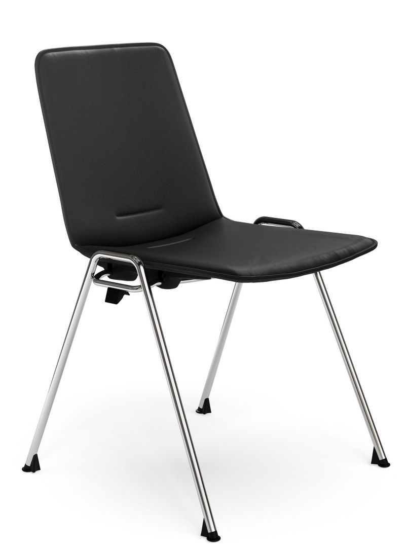 Schwarzer 1650 Yunity Chair Stuhl von Walter Knoll mit verchromtem Gestell und Armlehnen.