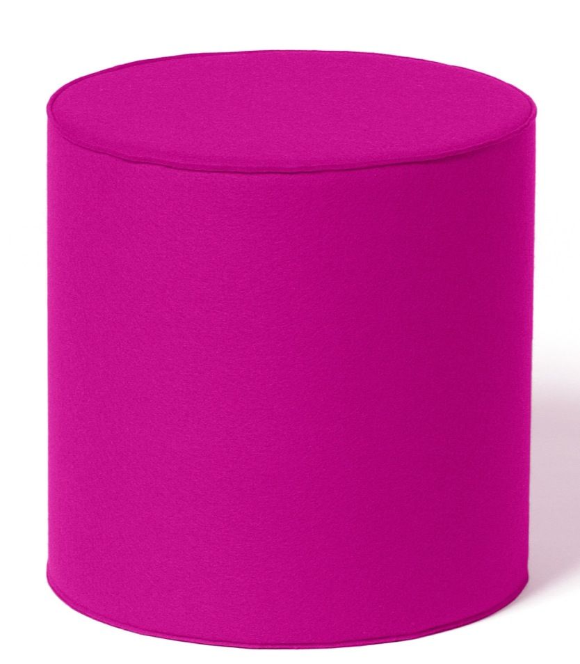 Pinker, zylinderförmiger Sitzhocker aus Stoff, ideal als moderne Sitzgelegenheit oder Beistelltisch für Wohnzimmer und Büro.