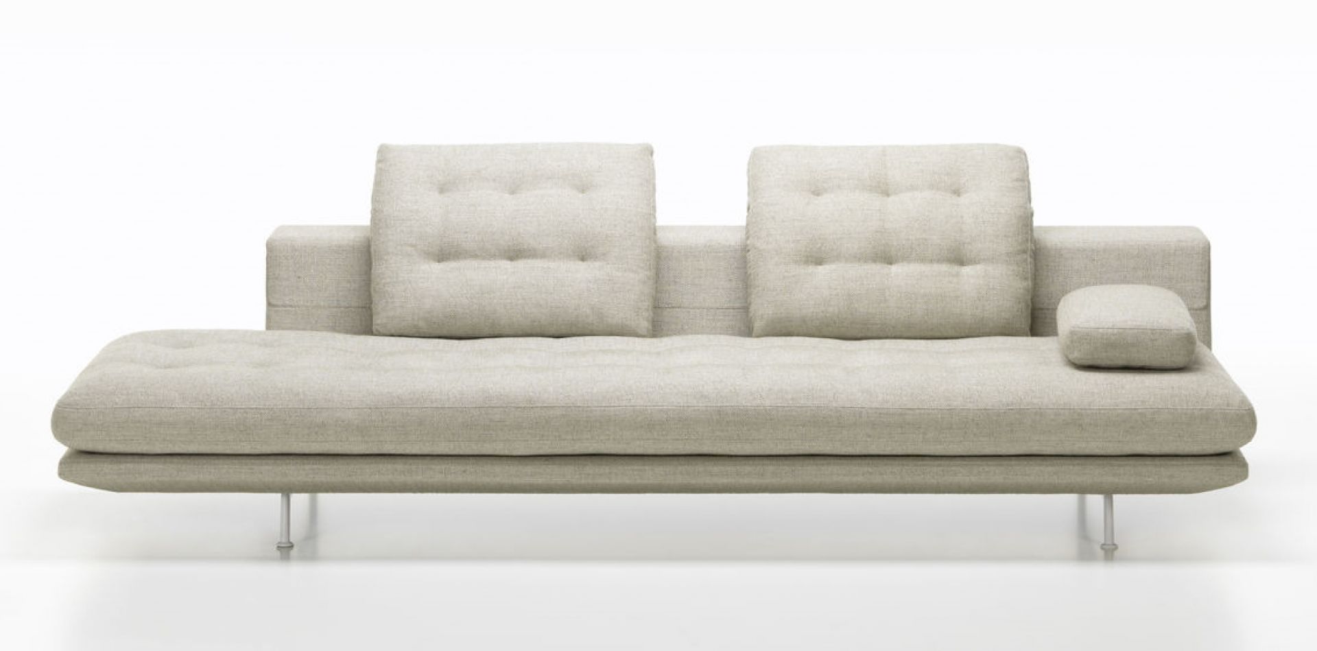 Grand Sofa von Vitra, 3,5-Sitzer in hellem Stoff, modernes Design für Wohnzimmer und Lounge.