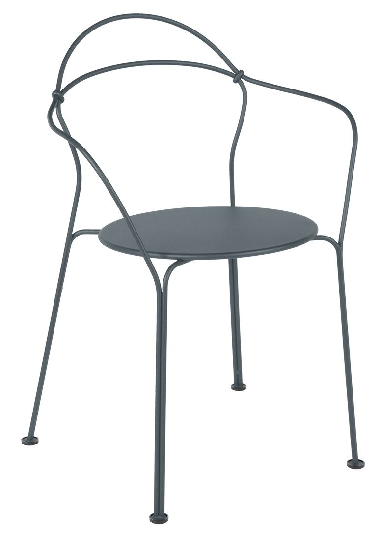 Airloop Bridge Sessel von Fermob für den Außenbereich, Stahlrohr, dunkelgrau, modernes Design.