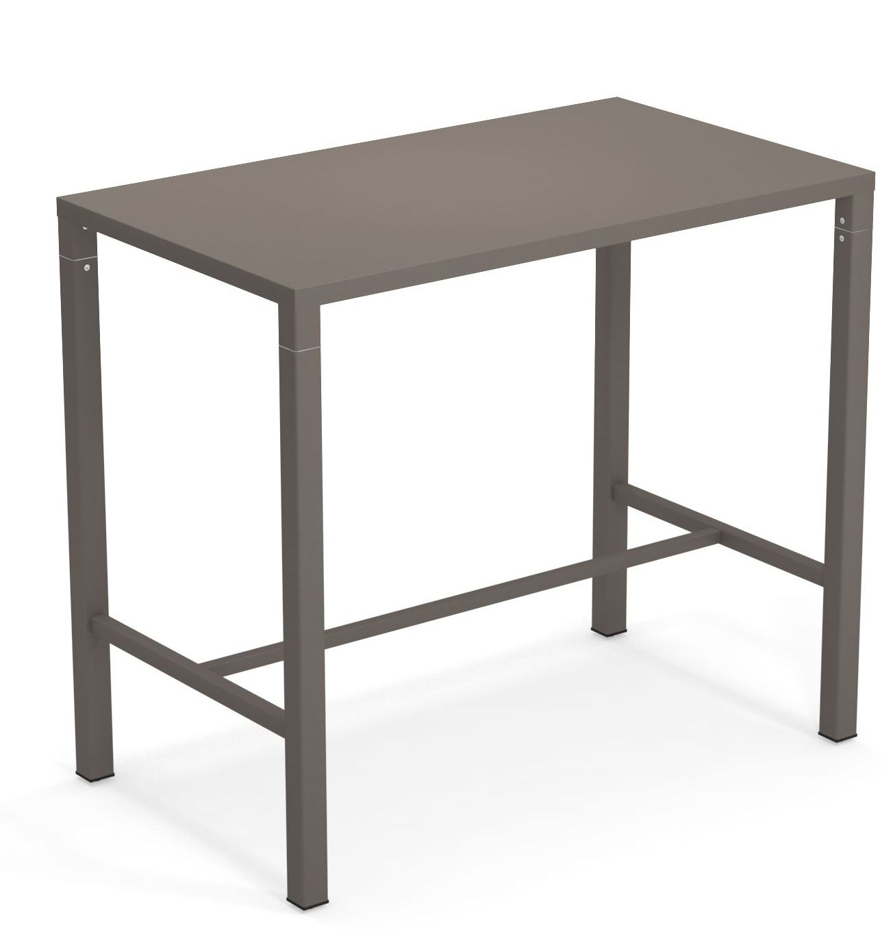 Nova Hochtisch Outdoor Emu, moderner Stehtisch für den Außenbereich, Metallgestell in Taupe.