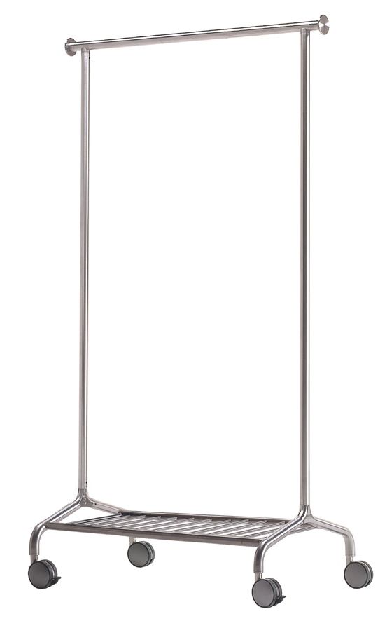 Nox Vesta Kleiderbügelständer von Rexite, moderner Garderobenständer aus Metall mit Rollen und Ablage für Kleidung.