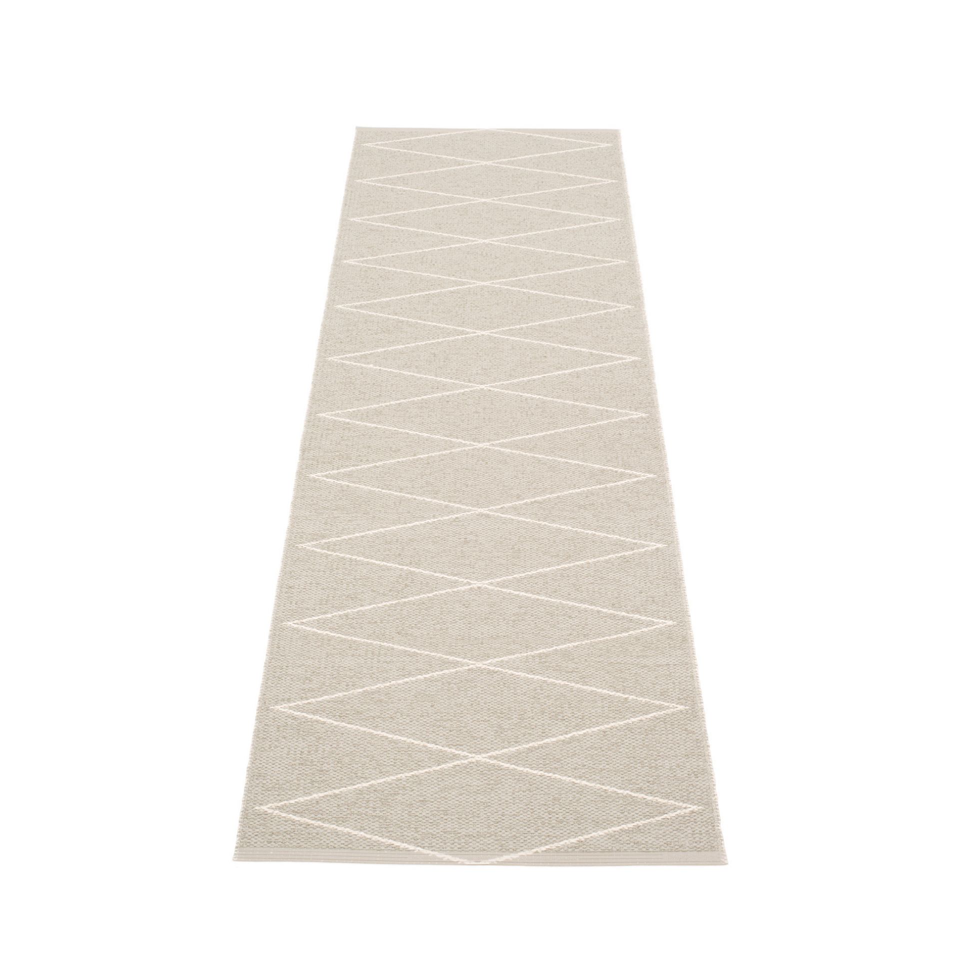 Pappelina Max Kunststoffteppich in Leinen-Vanille mit Rautenmuster, 70x240 cm, ideal als Küchenläufer oder Flur Teppich.