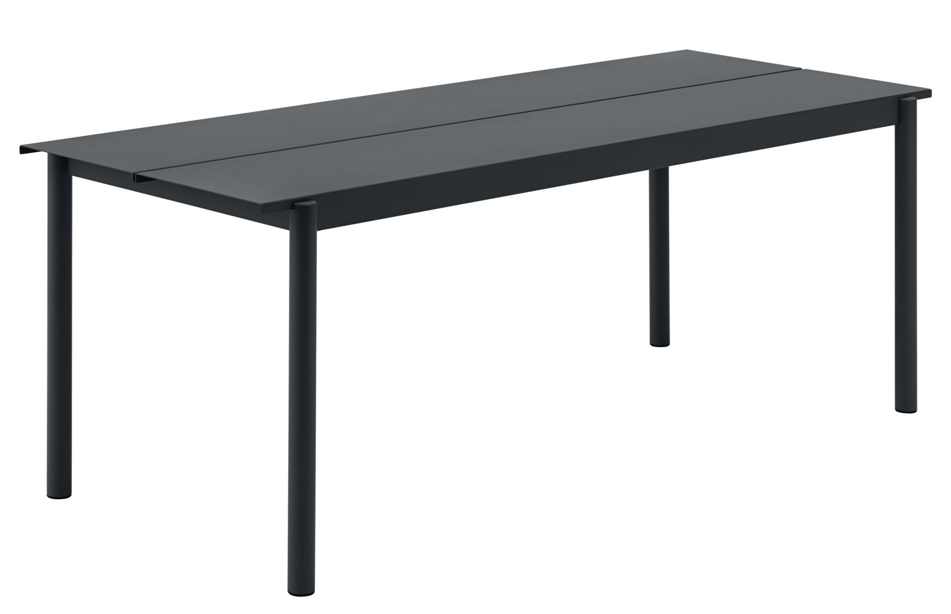 Muuto Linear Steel Tisch, Outdoor Esstisch 200x75 cm, modernes Design, Stahl, für Garten und Terrasse.
