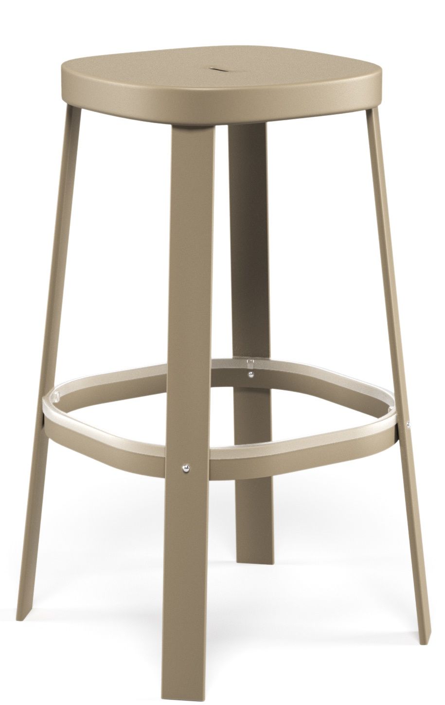 Thor Barstool von Emu, Outdoor Barhocker aus Metall in Taupe, moderne Gartenmöbel für die Terrasse.