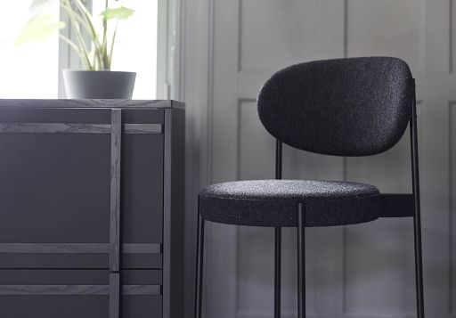 Series 430 Bar Stool Barhocker 65 cm von Verpan in Grau mit Stoffbezug und Metallgestell.