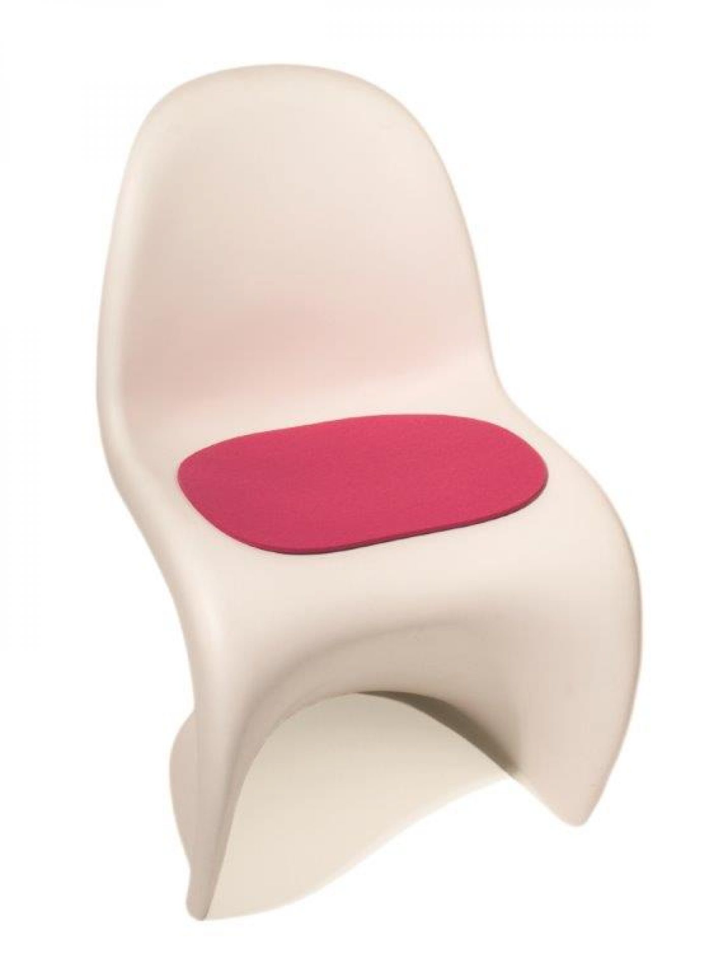 Vitra Panton Chair mit roter Filz Sitzauflage für mehr Komfort und Design.