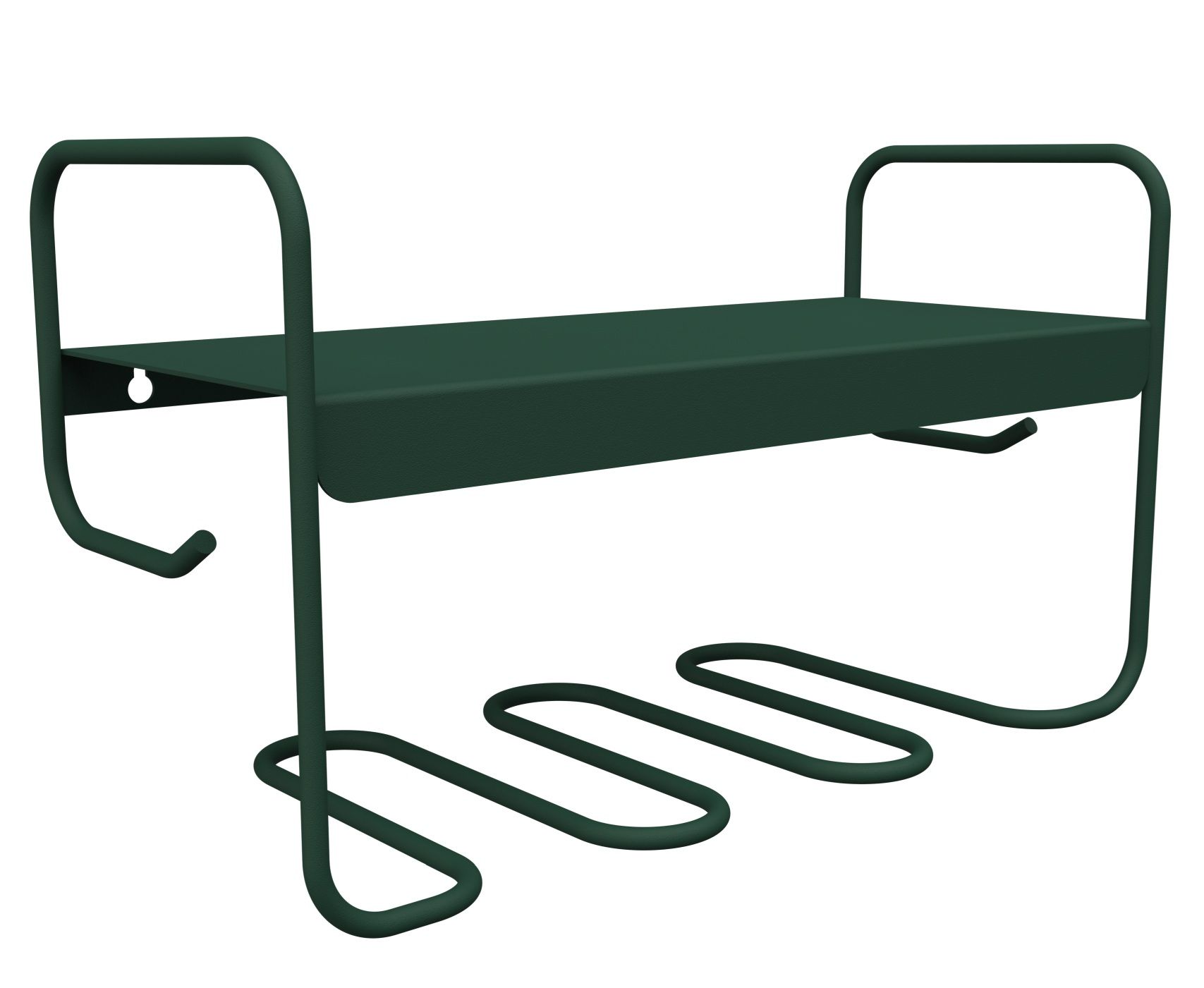 Grünes Picolino Wandregal von Fermob für drinnen und draußen, modernes Design mit Ablage und Haken.
