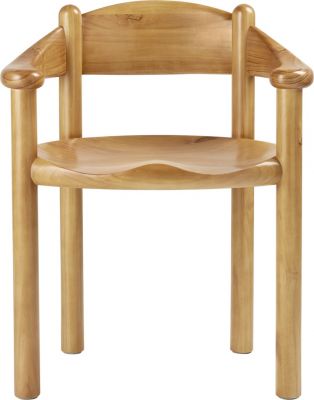 Daumiller Stuhl aus hellem Holz, ein moderner Esszimmerstuhl mit Armlehnen und runder Sitzfläche.