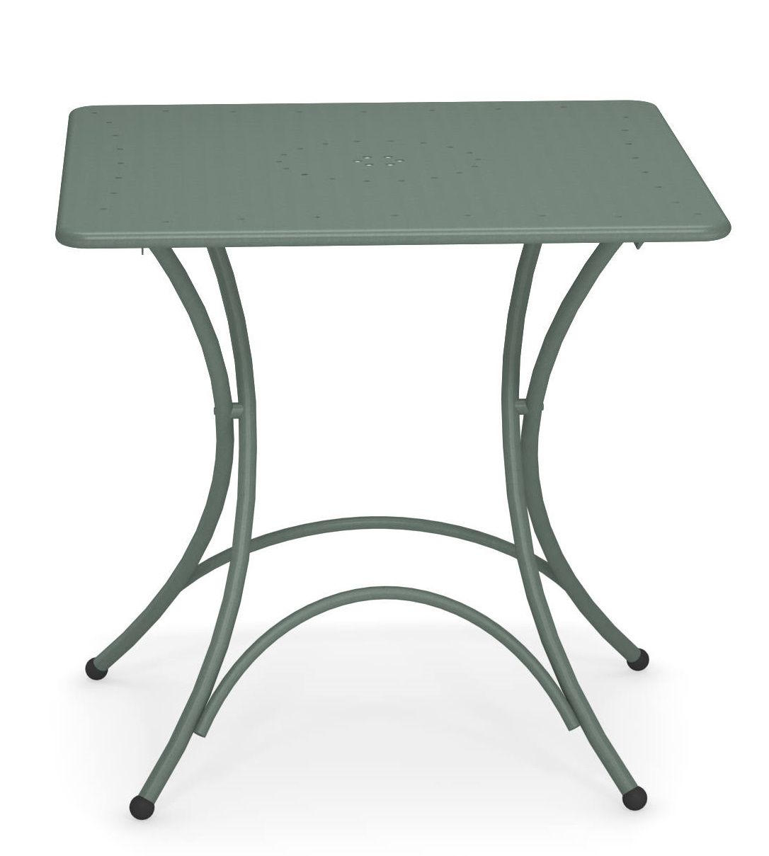 Pigalle Klapptisch Outdoor von Emu, quadratisch, aus Metall in Salbeigrün, ideal für Balkon und Garten.