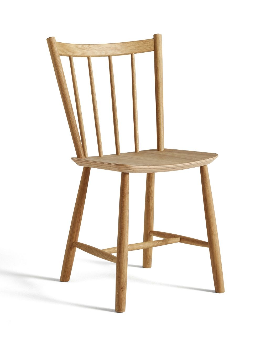 J41 Stuhl von Hay aus hellem Holz, klassischer Holzstuhl mit Sprossenlehne.