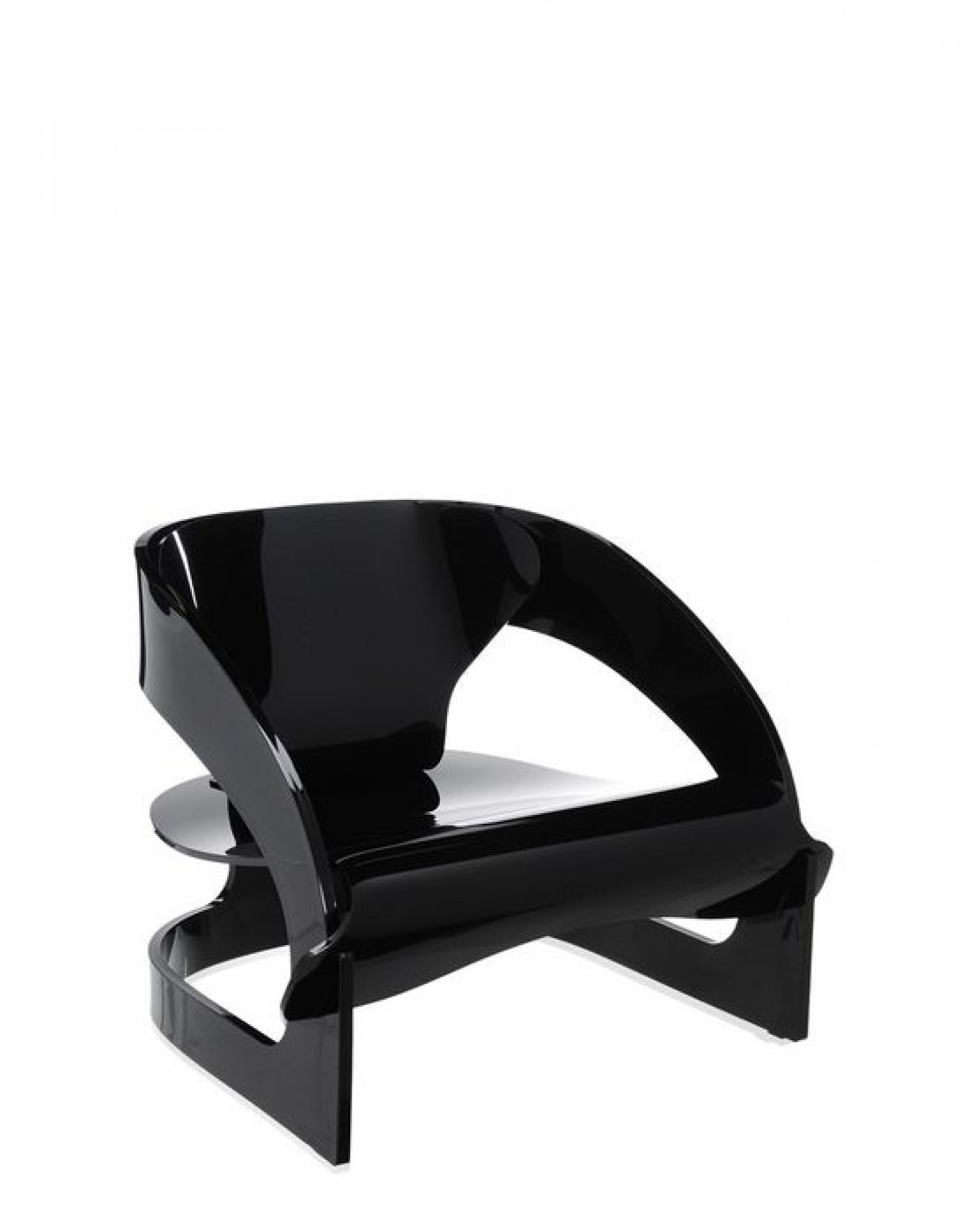 Schwarzer Joe Colombo Sessel von Kartell, moderner Designstuhl aus Kunststoff für Wohnzimmer und Büro.