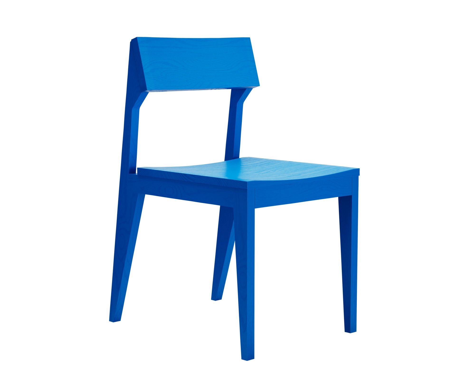 SCHULZ Stuhl in Berliner Blau: Moderner Holzstuhl mit klarer Formgebung für Esszimmer und Wohnbereich.