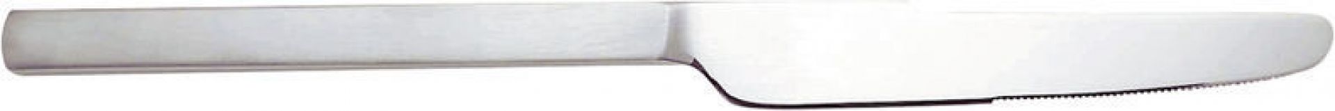 Nahaufnahme eines Messers aus dem Alessi Dry Besteckgarnitur, Edelstahl, modernes Design.