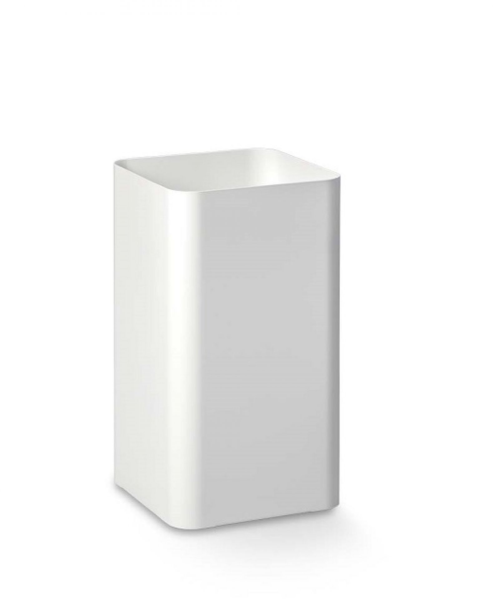 Weißer, eckiger Papierkorb "Flow II" von Cascando, ideal für Büro und Arbeitszimmer.