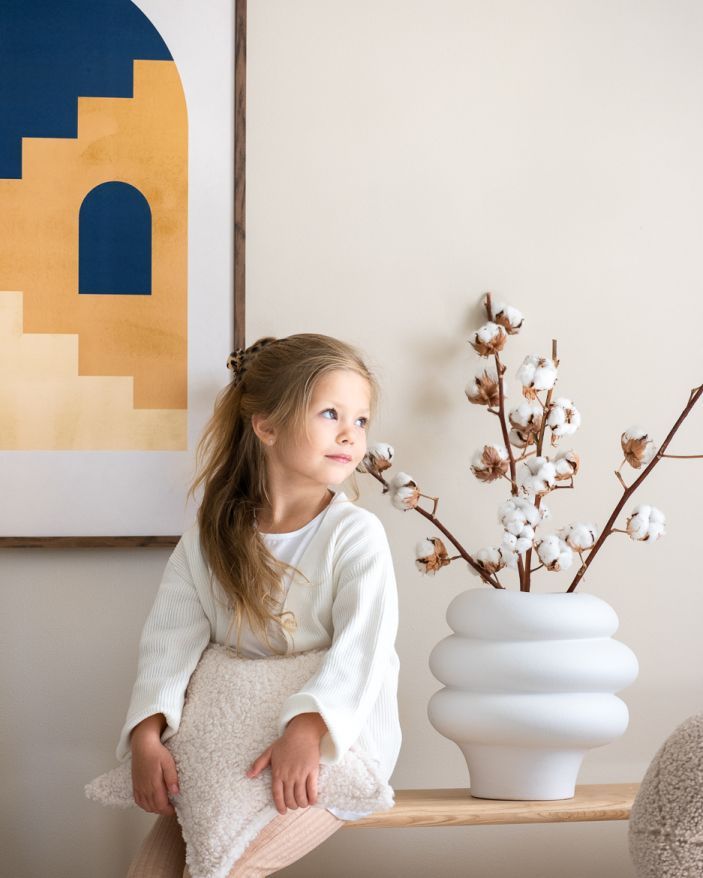 Kinderkussen met sterrenmotief van Wigiwama, crèmewit