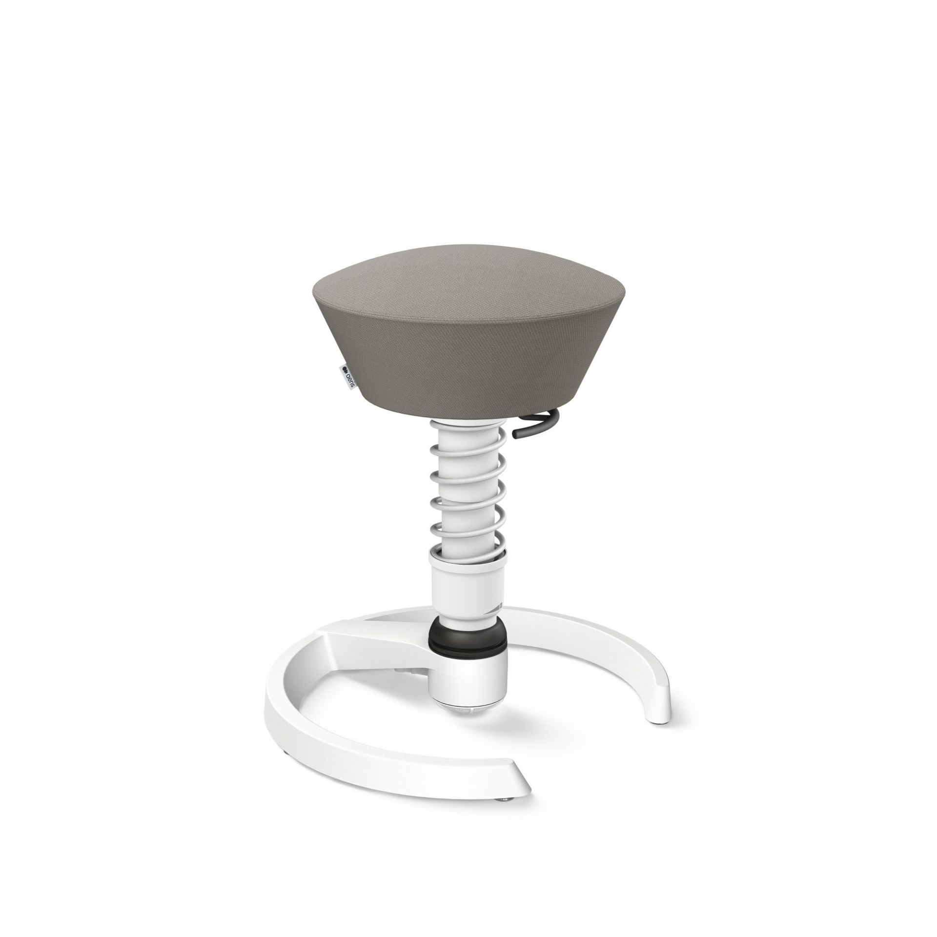 Aeris Swopper Bürostuhl mit Federbein und grauem Sitz, ergonomischer Hocker für dynamisches Sitzen.