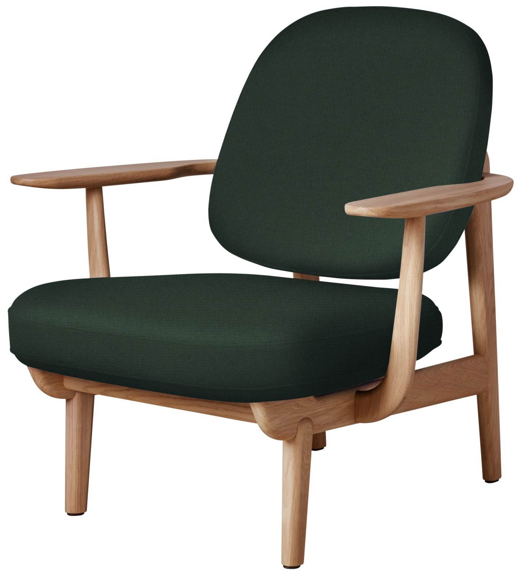 Fred Loungesessel von Fritz Hansen, grüner Sessel mit Holzgestell, skandinavisches Design für Wohnzimmer und Lounge-Bereich.