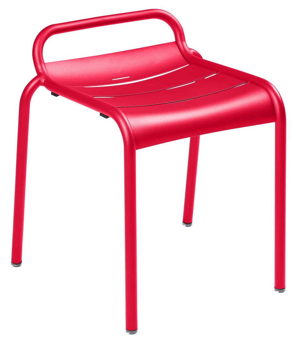 Roter Luxembourg Hocker von Fermob für den Außenbereich, aus Metall mit Griff.