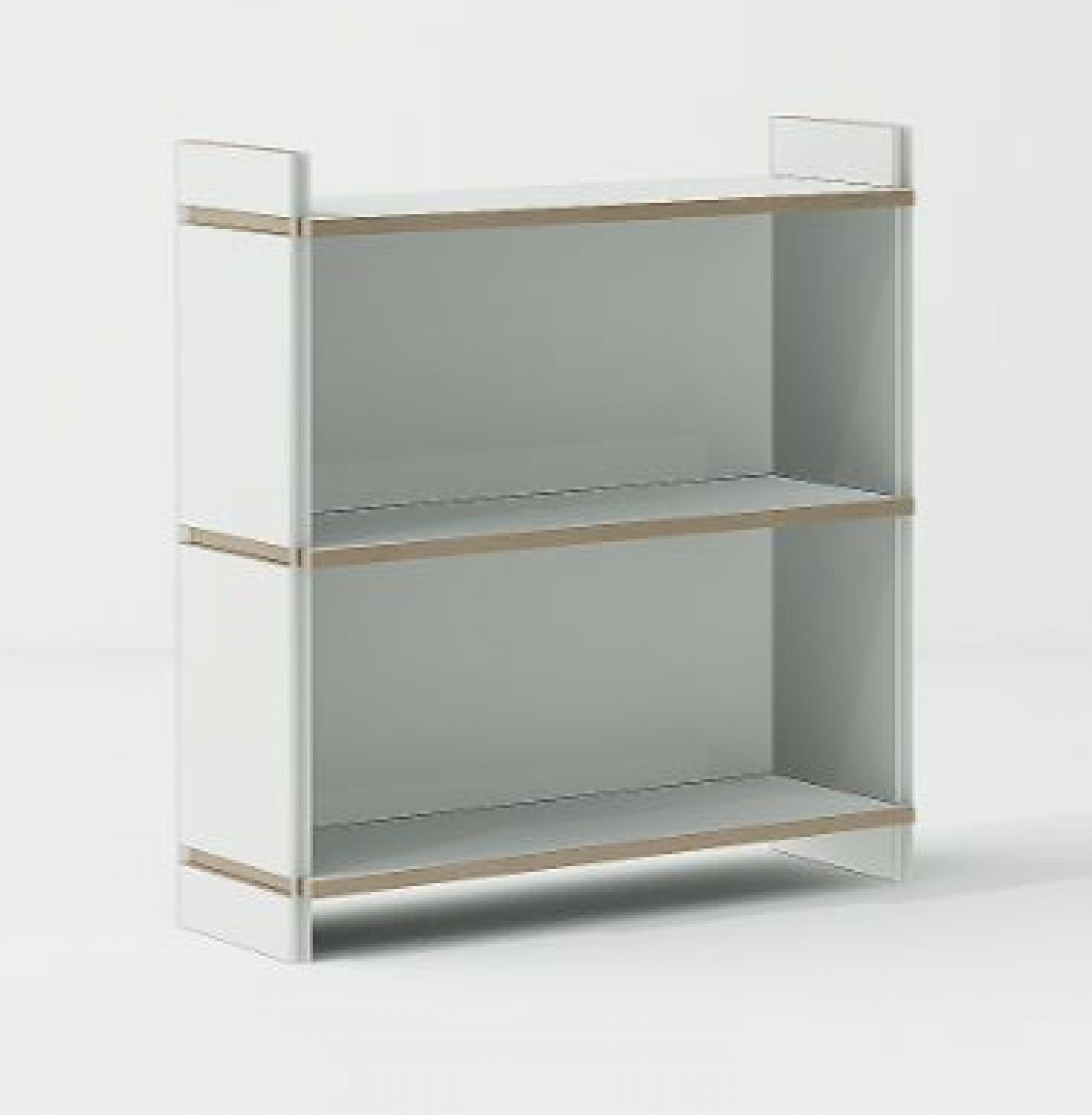 Weißes Tojo Regal Grundmodul mit zwei Fächern für flexible Regalsysteme.