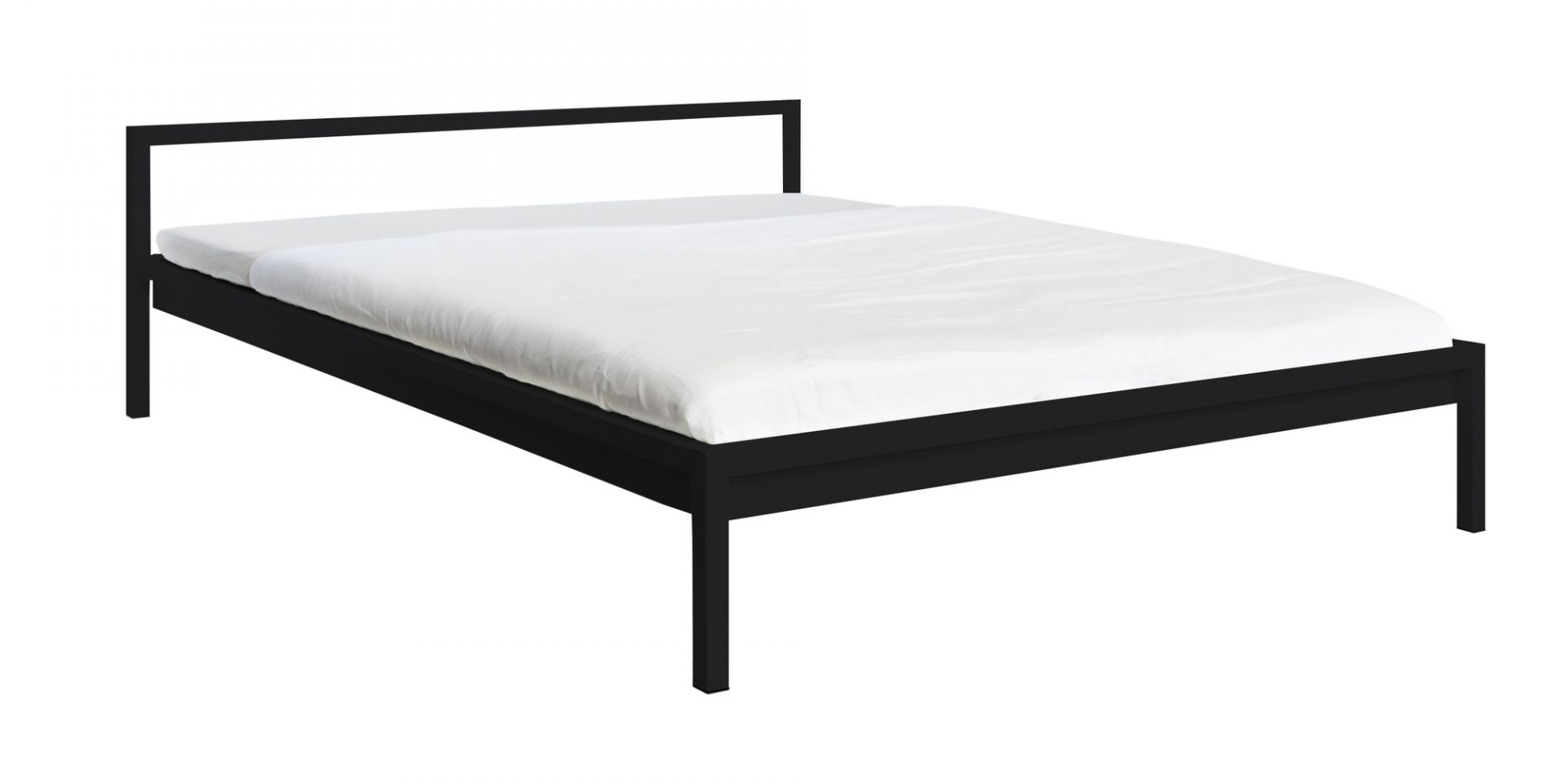 Schwarzes Pure Bett von Hans Hansen, Stahl pulverbeschichtet, Größe 200x200 cm, minimalistisches Design.