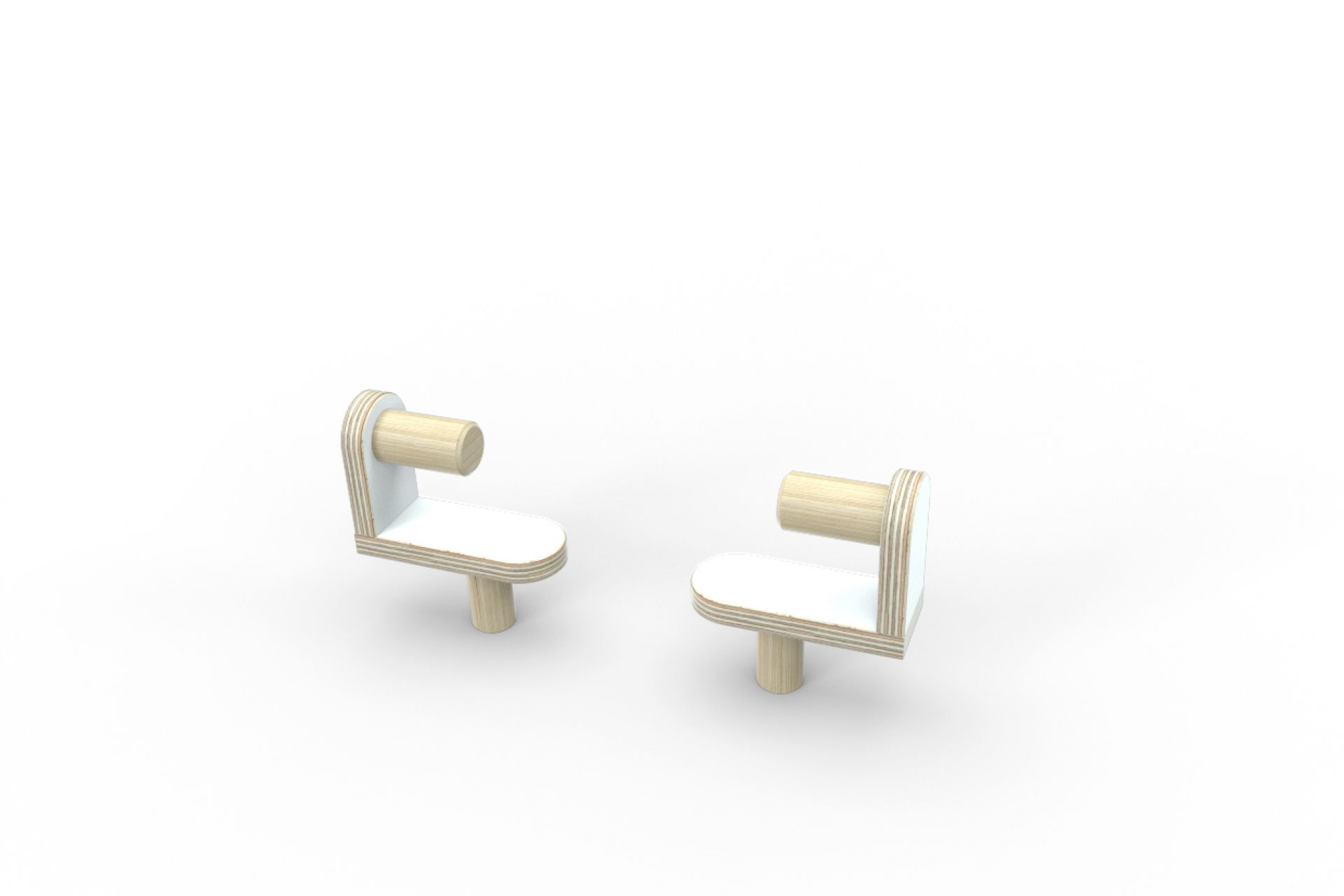 Growing Table: Zwei weiße, minimalistische Tischbeine aus Holz für Kindermöbel, Teil des 9-teiligen Sets.
