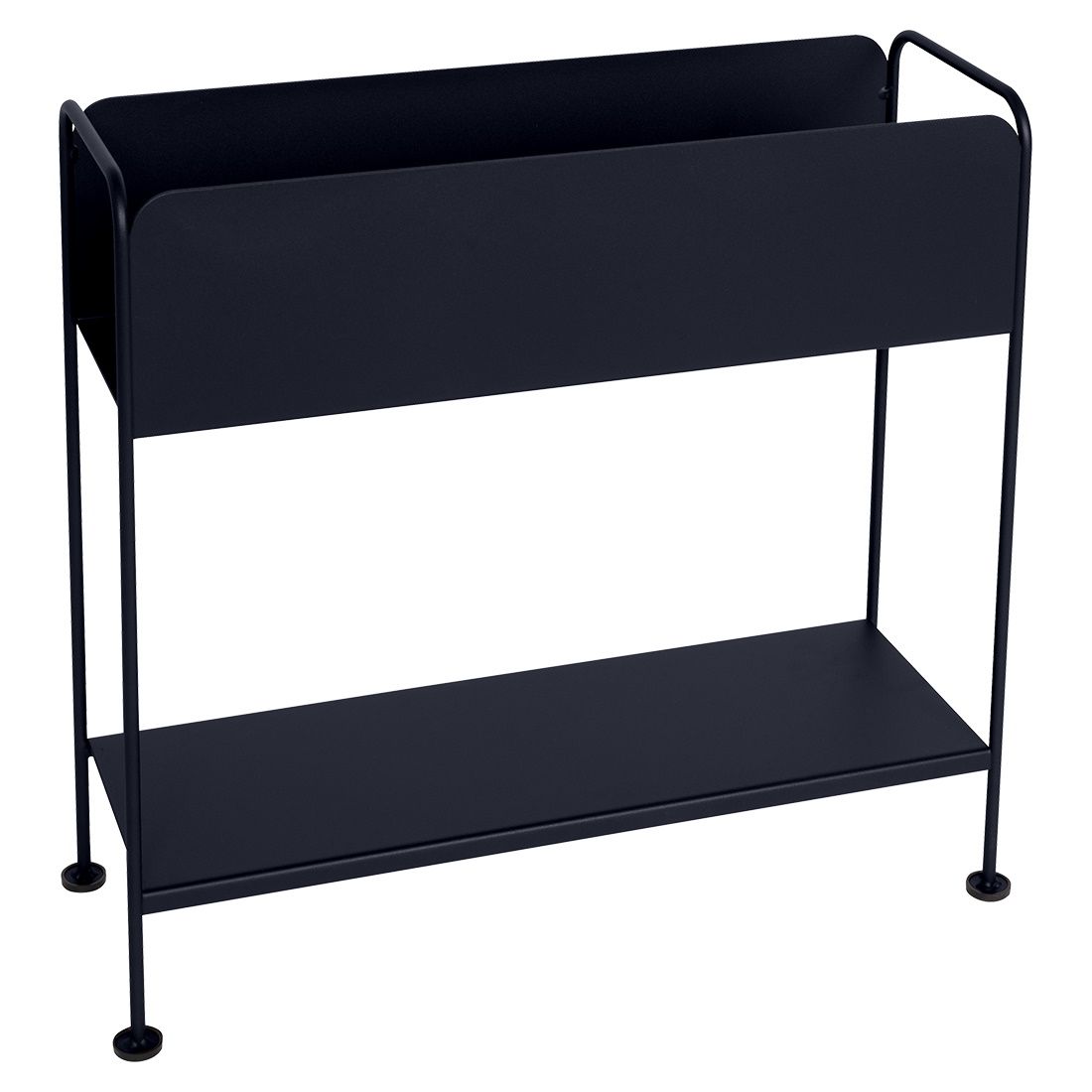 Schwarzer Picolino Blumentopf von Fermob für den Außenbereich mit zwei Ebenen und minimalistischem Design.