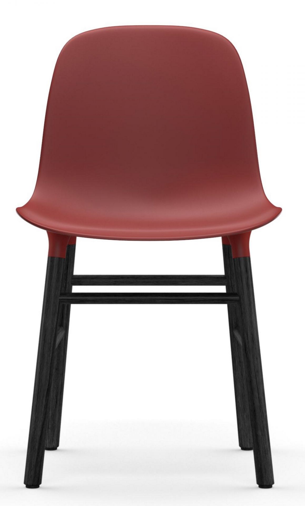 Normann Copenhagen Form Chair Stuhl in Rot mit schwarzem Holzgestell, Frontansicht.