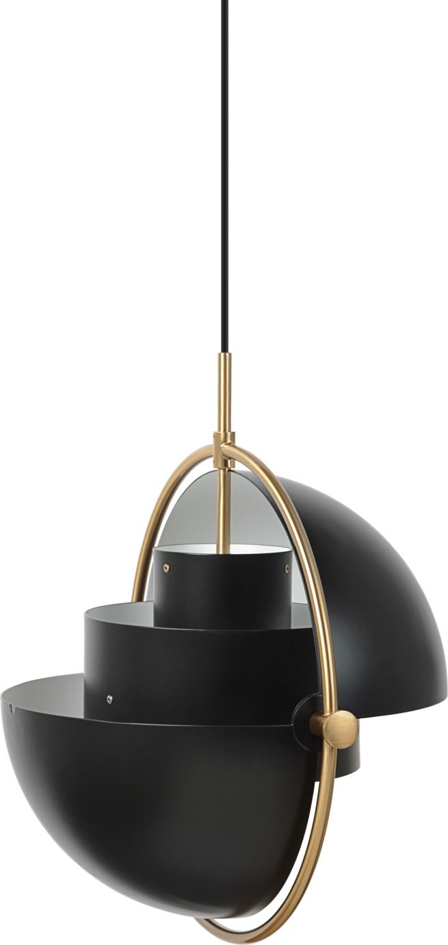 Schwarze Gubi Multi-Lite Pendelleuchte mit goldenen Details, moderne Hängelampe für stilvolle Innenbeleuchtung.