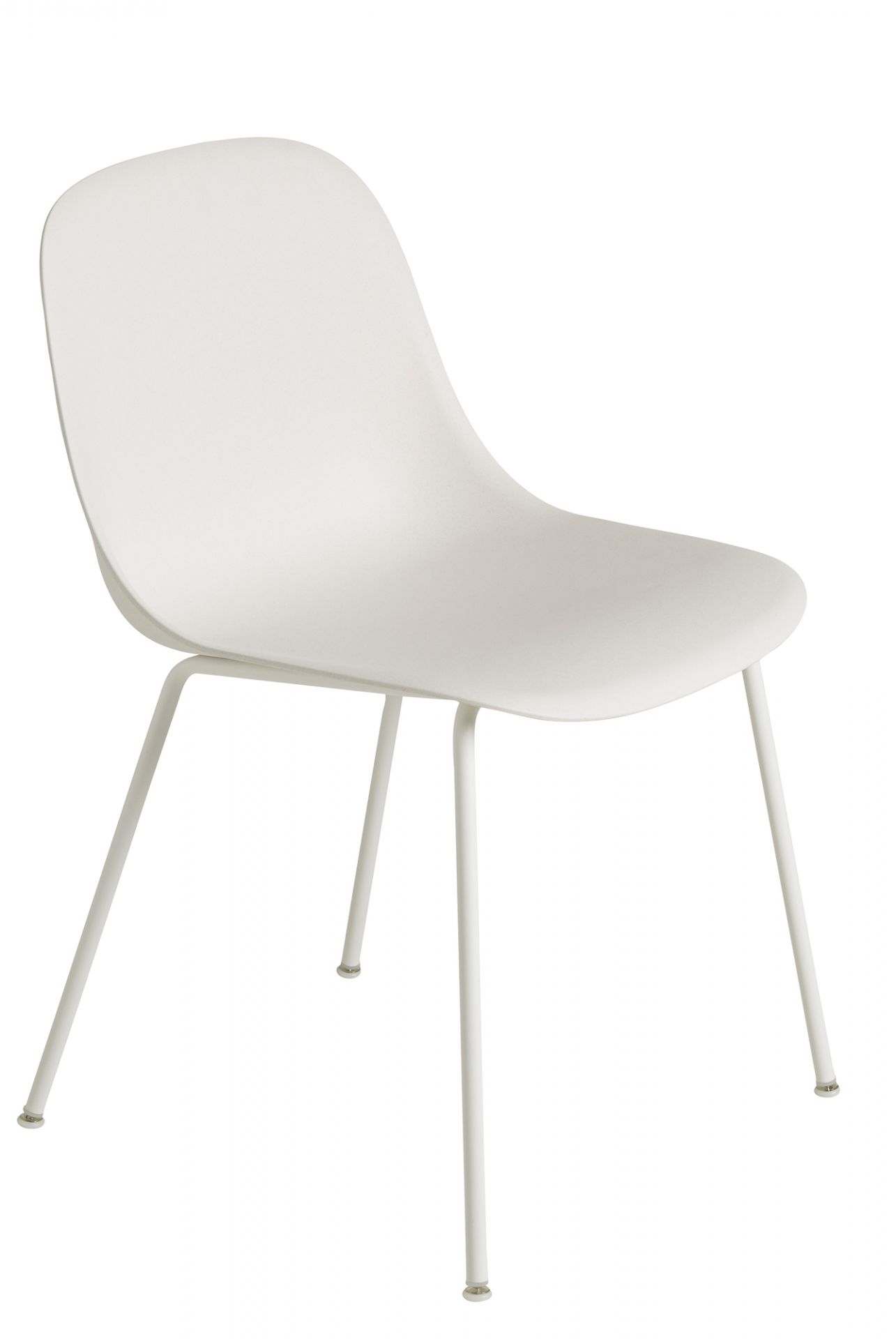Weißer Fiber Side Chair von Muuto mit Stahlrohrgestell, moderner Stuhl für Esszimmer oder Büro.