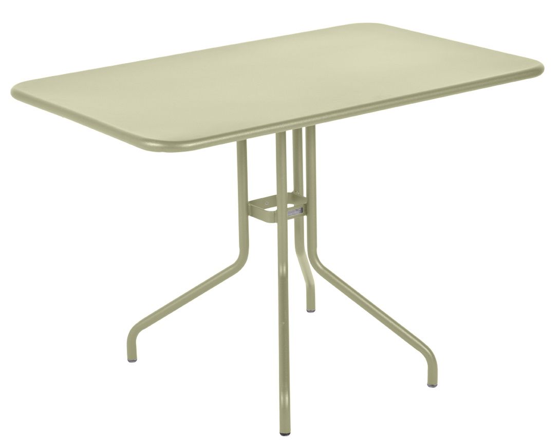 Pétale Tisch von Fermob, rechteckig, 110x70 cm, in sanftem Grün, ideal für Garten und Terrasse.