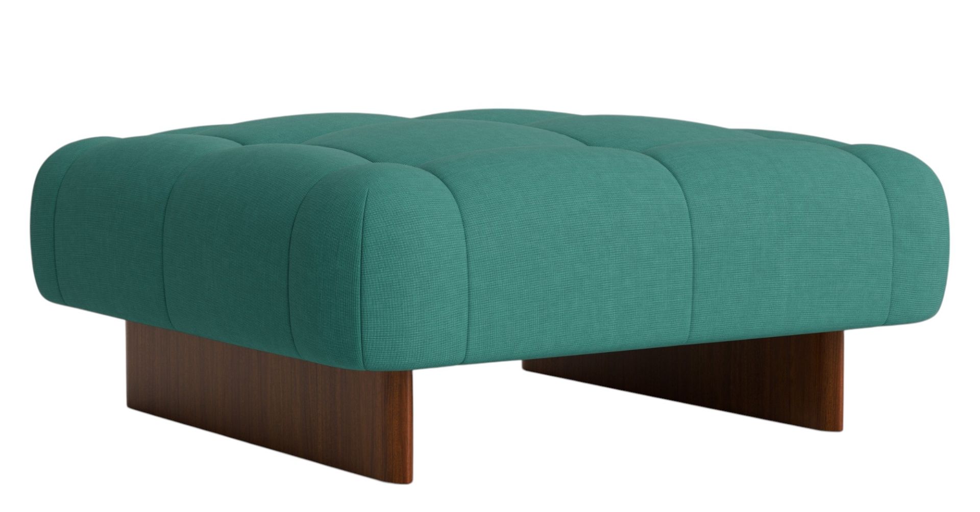 Quilton Ottoman Hocker von Hay in Grün mit Knopfheftung und Holzbeinen.