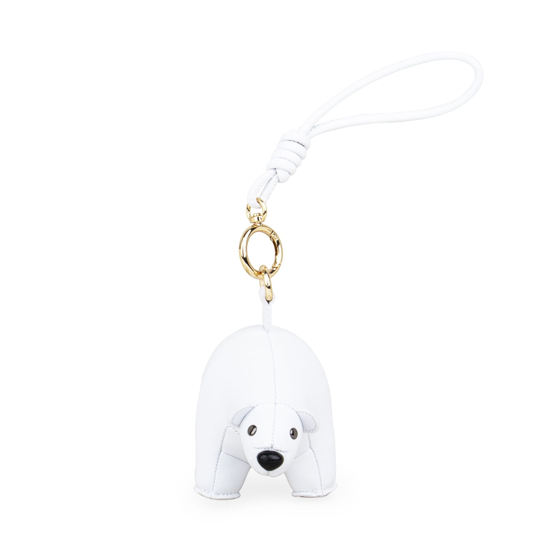 Züny Eisbär Taschenanhänger: Niedlicher, weißer Eisbär Bag Charm mit goldenem Verschluss und Schlaufe.