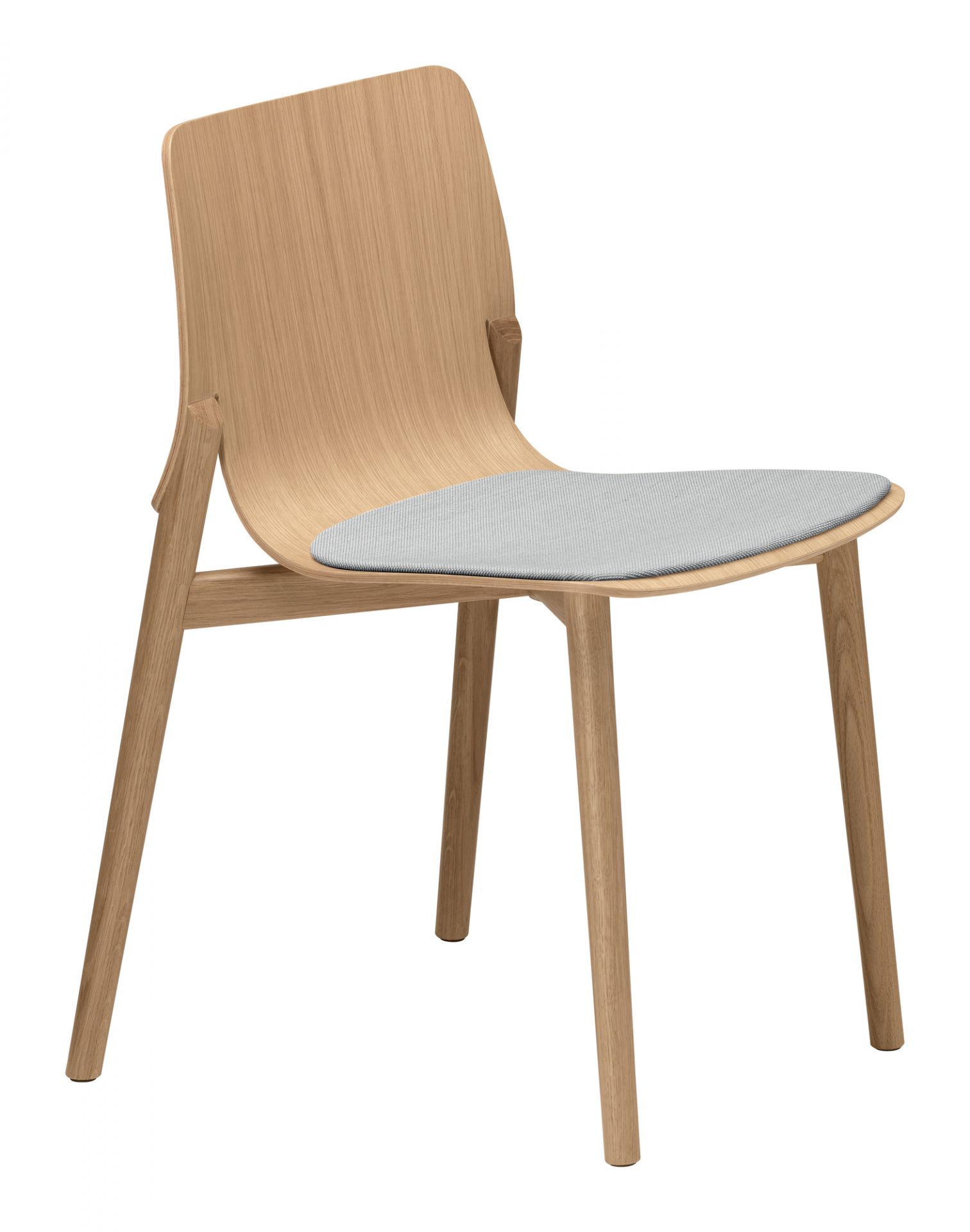 Kayak Holzstuhl mit grauer Sitzauflage: Moderner Holzstuhl für Esszimmer und Wohnbereich.