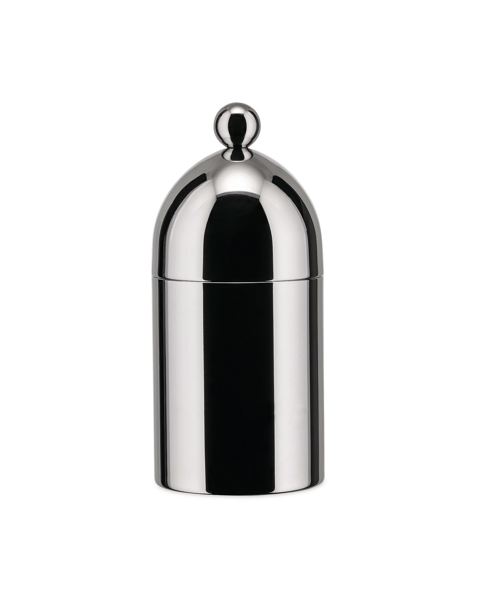 Alessi Zuckerdose aus Edelstahl mit Deckel und Löffel, modernes Design für Küche und Tisch.