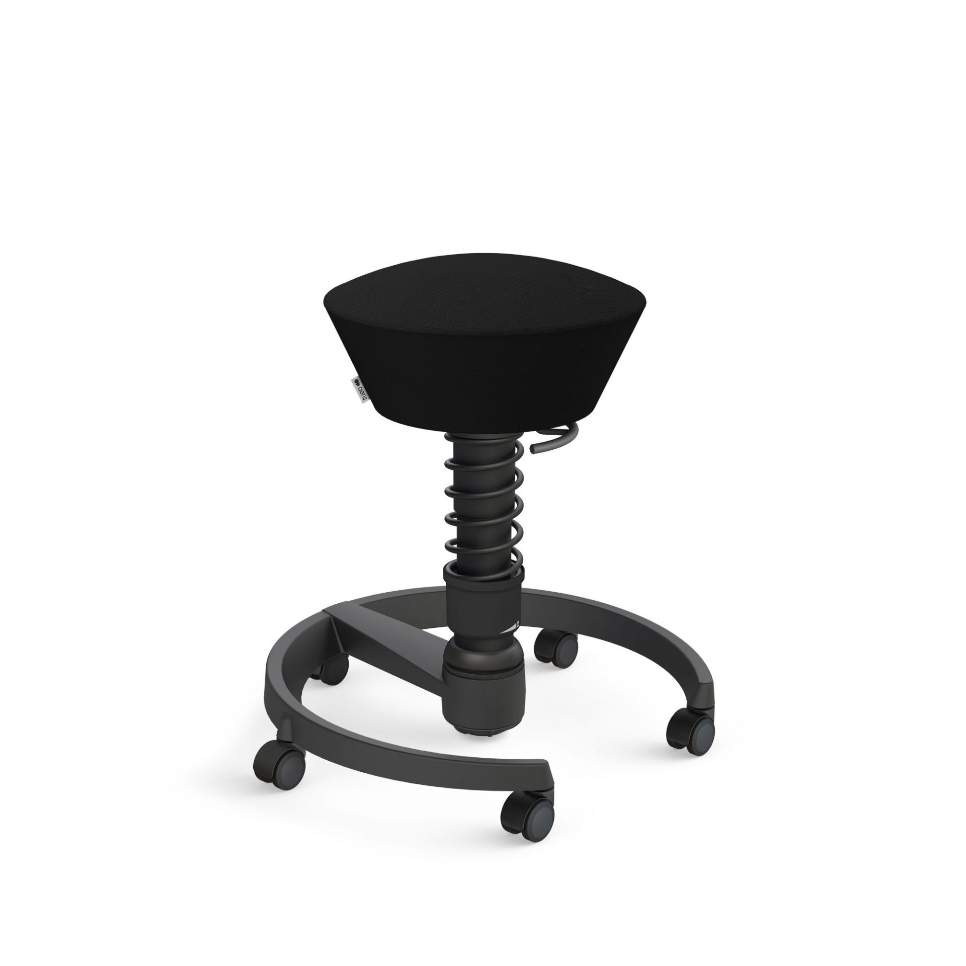 Schwarzer Aeris Swopper Bürostuhl mit Federung und Rollen für ergonomisches Sitzen im Büro.