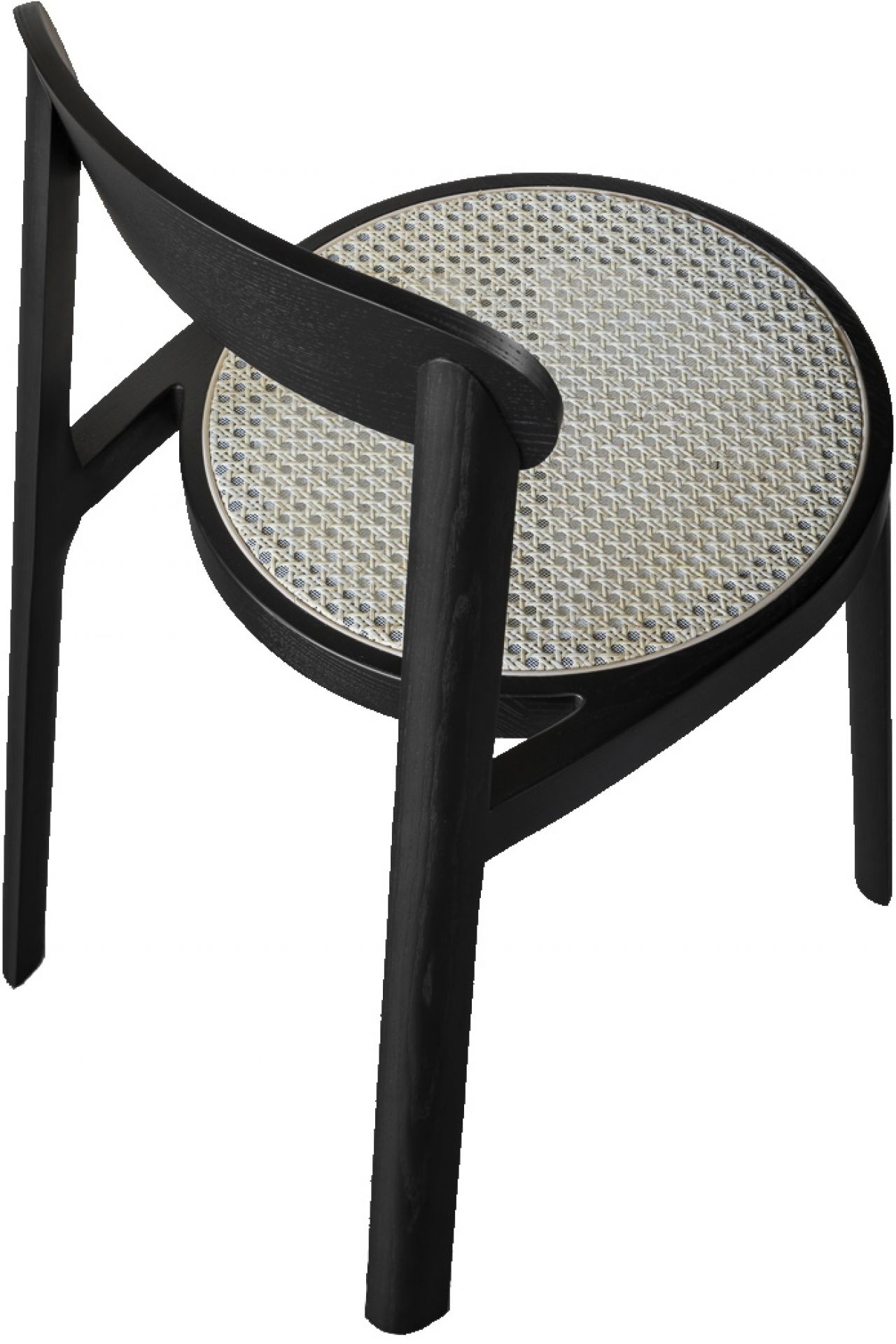 Brulla Stuhl von Miniforms, Esche schwarz gebeizt, mit Wiener Geflecht Sitzfläche, modernes Design.