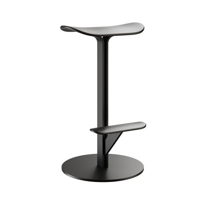 Schwarzer Duetto Hocker von MDF Italia mit Fußstütze und rundem Fuß, modernes Möbeldesign.