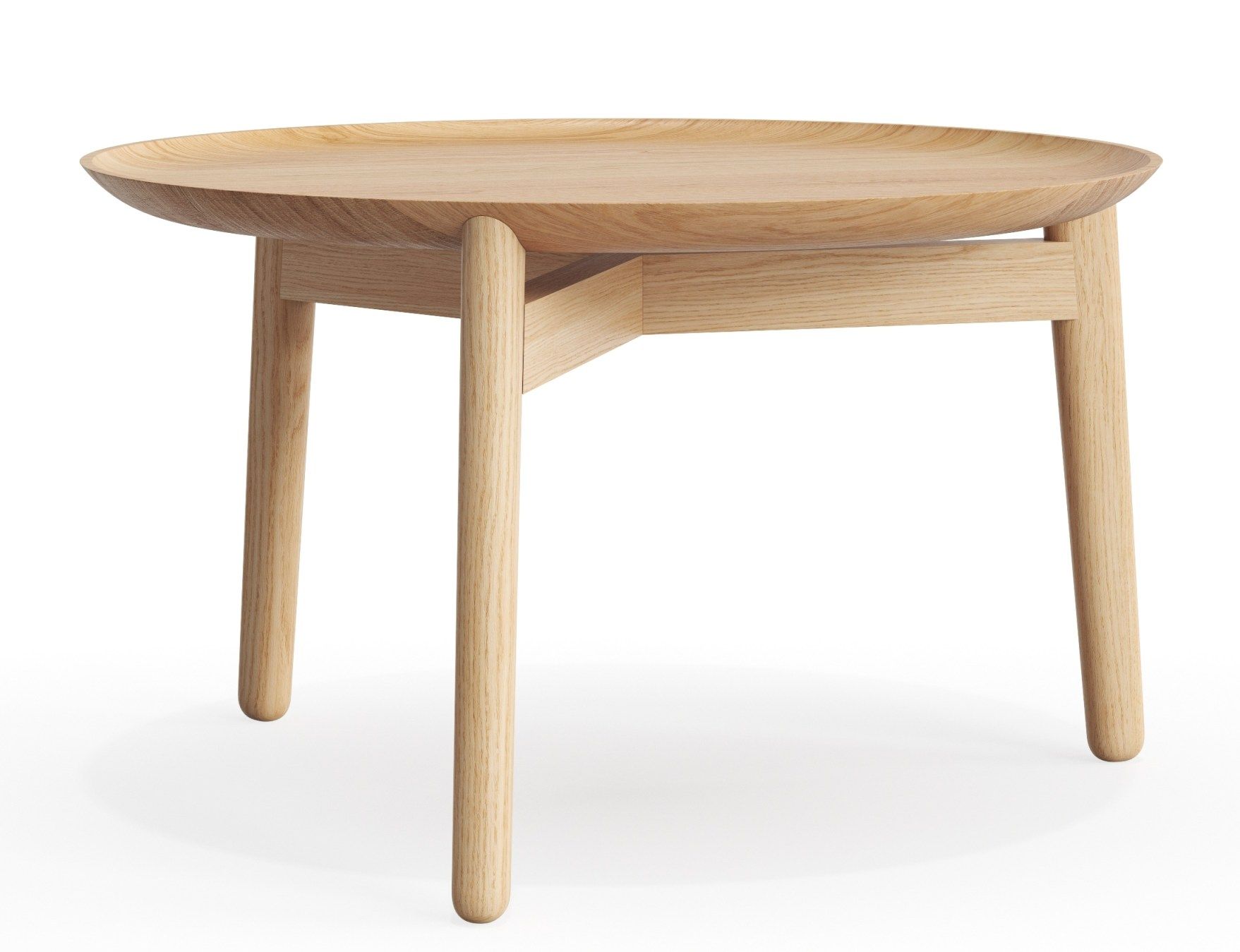 Plaisir Beistelltisch aus hellem Holz, runder Tisch mit drei Beinen, modernes Design für Wohnzimmer.