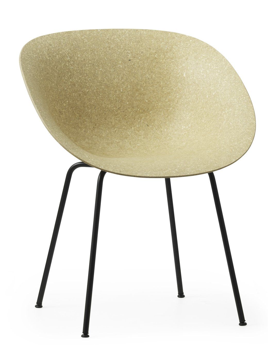 Normann Copenhagen Mat Armchair mit Stahlgestell, Sitzschale in Beige, moderner Design Stuhl für Esszimmer und Wohnbereich.
