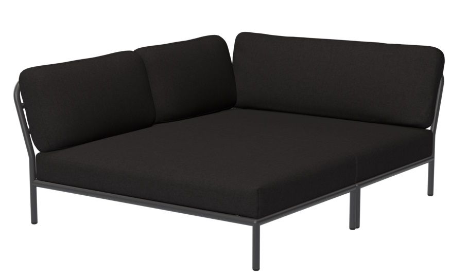 Schwarzes Level Cozy Corner Outdoor Sofa von Houe, Eckmodul links, moderne Gartenmöbel.